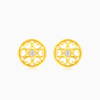 Lovely hearts gold cubic zirconia stud earrings