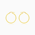 Yellow gold twisted round hoop earrings