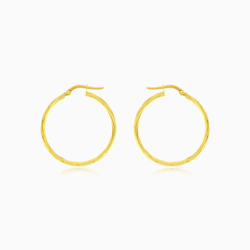 Kruhové kroucené náušnice ze žlutého zlata