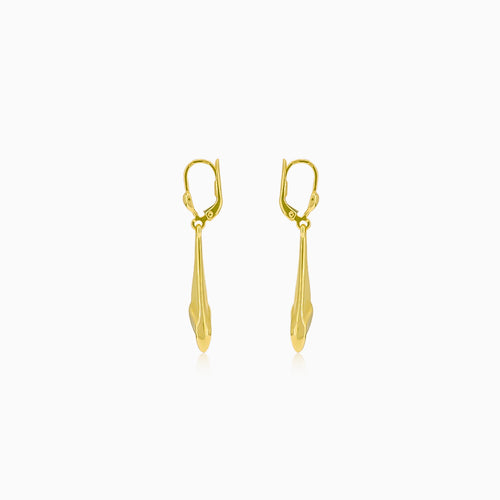 Gold dangle earrings with matte finish