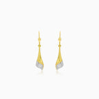 Gold dangle earrings with matte finish