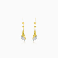 Gold dangle earrings with matte finish