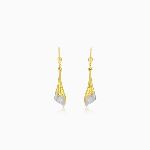 Gold dangle earrings with matte finish