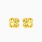 Symbolic clover yellow gold stud earrings