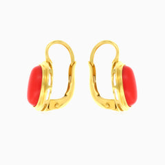 Classic coral gold earrings