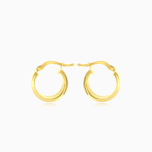 Three rows gold hoop earrings
