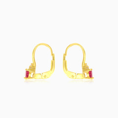 Ruby and cubic zirconia gold earrings