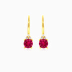 Ruby and cubic zirconia gold earrings