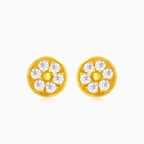 Lustrous cubic zirconia gold stud earrings