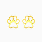 Pet paw gold stud earrings