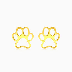 Pet paw gold stud earrings