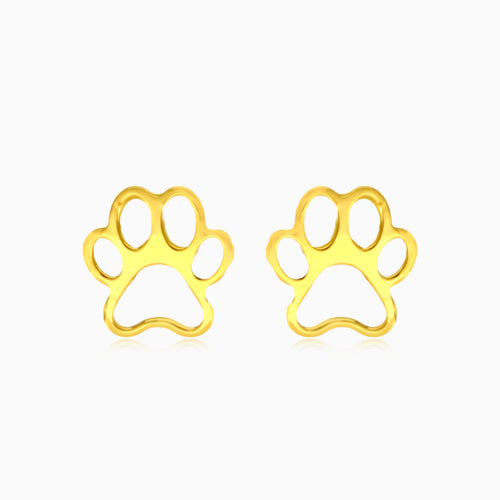 Pet paw gold stud earrings