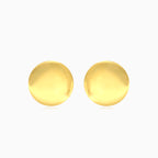 High polished button gold earrings