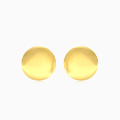 High polished button gold earrings