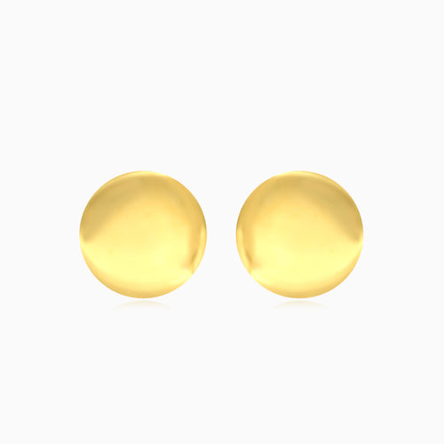 High polished button gold earrings