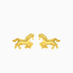 Tiny and cute horse gold stud earrings