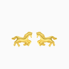 Tiny and cute horse gold stud earrings