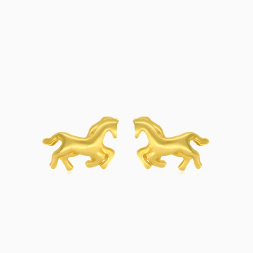 Tiny and cute horse gold stud earrings