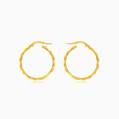 French lock twist hoop gold earrings