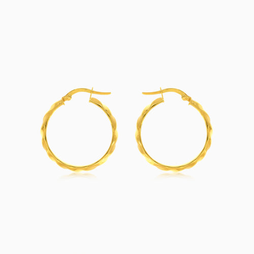 French lock twist hoop gold earrings