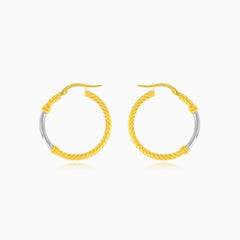 Two-tone gold round earrings