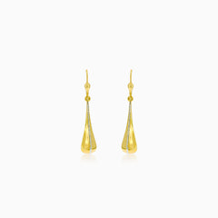 Gold drop dangling sandblasted earrings