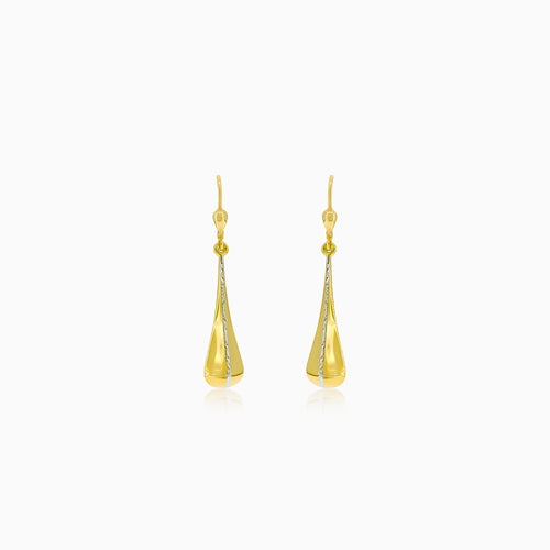 Gold drop dangling sandblasted earrings