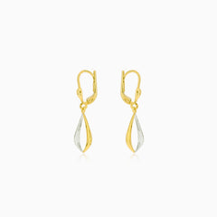 Yellow white gold fine twisted earrings