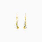 Yellow white gold fine twisted earrings