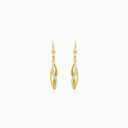 Yellow white gold dangling twisted earrings