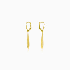 Drop-shaped gold earrings with cutouts