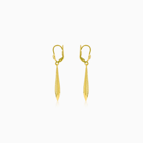 Drop-shaped gold earrings with cutouts