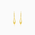 Drop-shaped gold earrings with cutouts