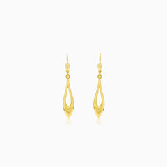 Drop-shaped gold earrings with cutouts