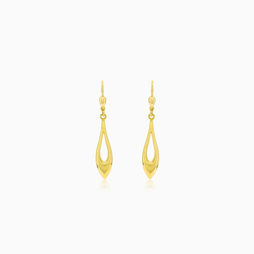 Drop-shaped gold earrings with cutouts