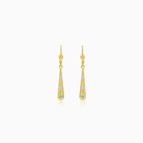 Gold drop dangle striped earrings