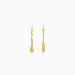 Gold drop dangle striped earrings