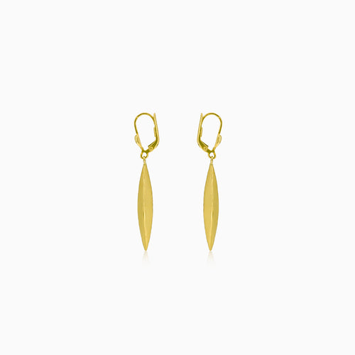 Gold hanging marquee earrings matte