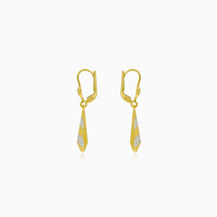 Yellow - white gold hanging triangle earrings