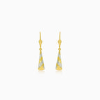 Yellow - white gold hanging triangle earrings