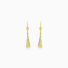 Yellow - white gold hanging triangle earrings