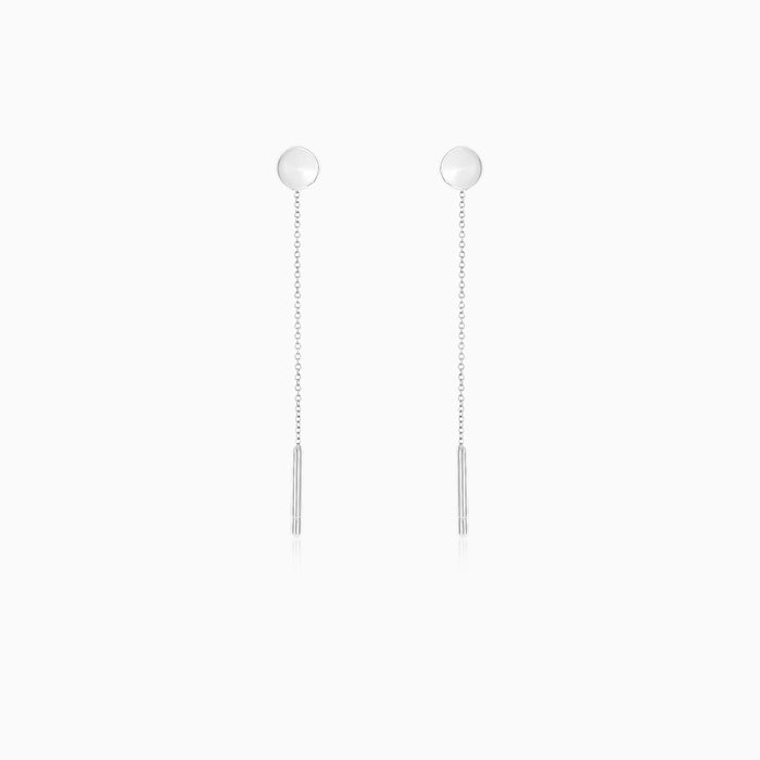 Chain earrings with plate in white gold