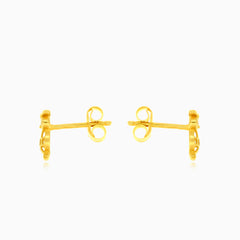 Owl cubic zirconia stud gold earrings