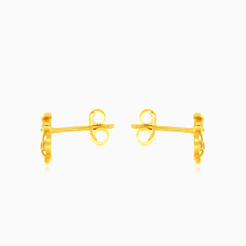 Owl cubic zirconia stud gold earrings