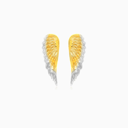 Náušnice s andělskými křídly ze žlutého a bílého zlata
