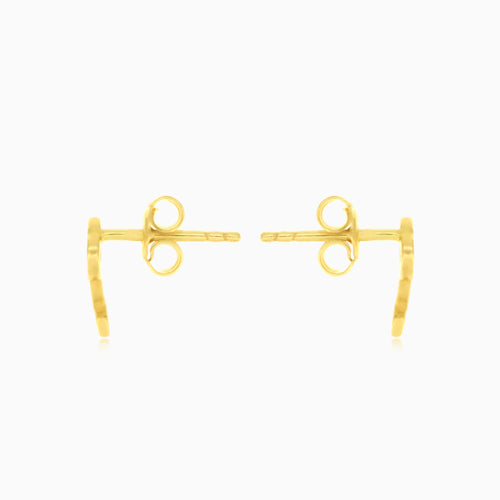 Yellow gold with cubic zirconia heart key stud earrings