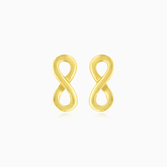 Yellow gold infinity charm earrings