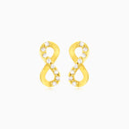 Infinity cubic zirconia studs gold earrings