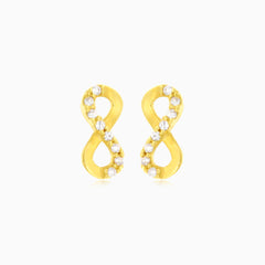 Infinity cubic zirconia studs gold earrings