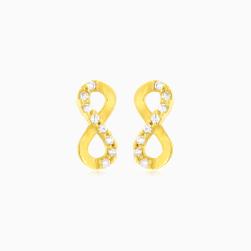 Infinity cubic zirconia studs gold earrings